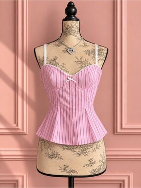 Zara Pink Striped Bustier Corset Top Size S